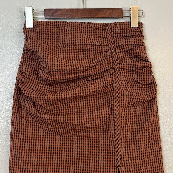 •RAILS• Luci Ruched Midi Skirt in Russet Gingham Size Small - Picture 4 of 12